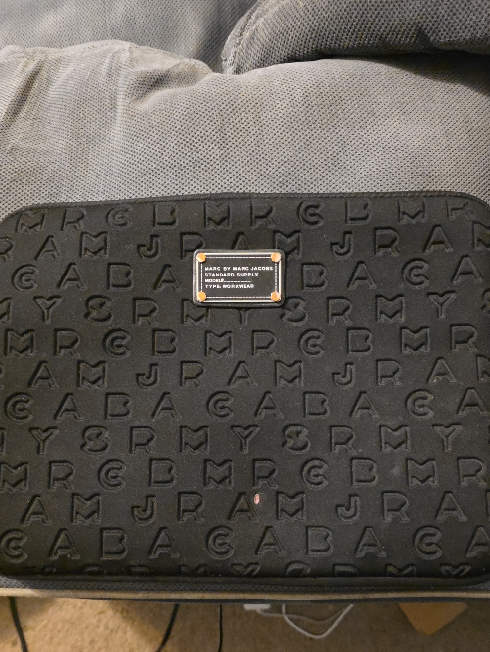 MARC BY MARC JACOBS Black Embossed Logo Laptop Sleeve